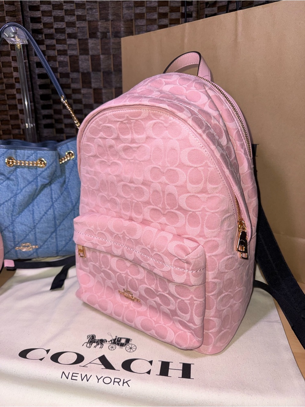 Coach Outlet Taylor Small Backpack In Pink Signature Denim